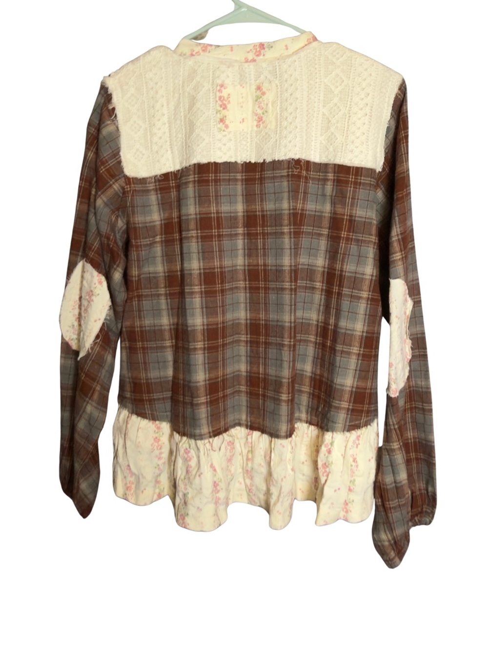 POL Floral Crochet Yoke Button Top in Cream & Pink - Picture 2 of 3